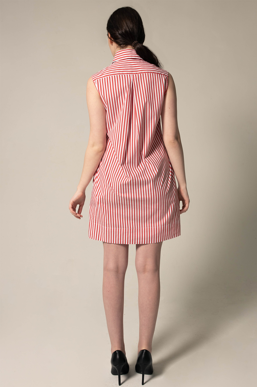 Thumbnail: ♀️ Italian Cotton Red Stripe Sleeveless Dress