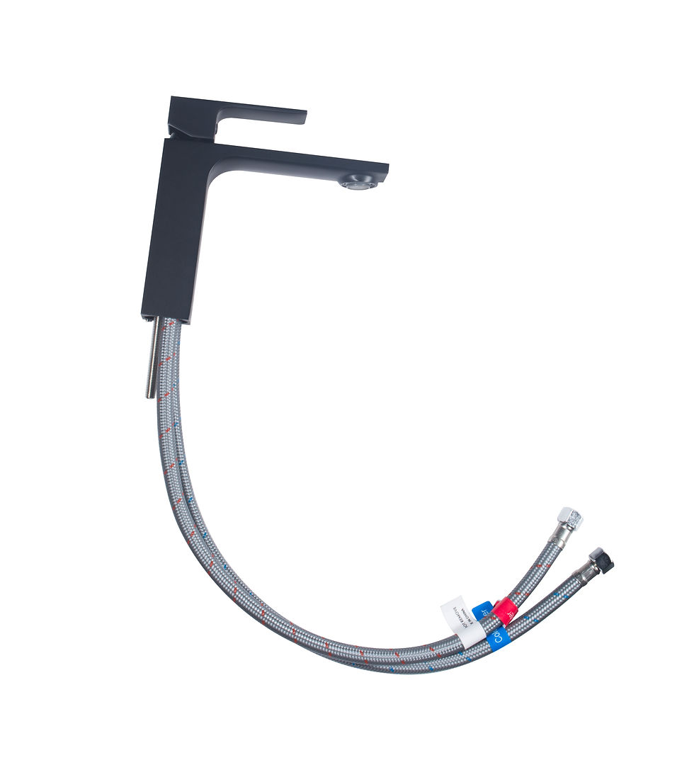 थंबनेल: Single handle lavatory faucet with pop up drain, matte black