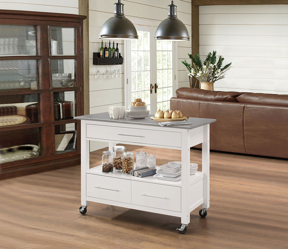 Thumbnail:  Ottawa Kitchen Cart, Stainless Steel & White 98330