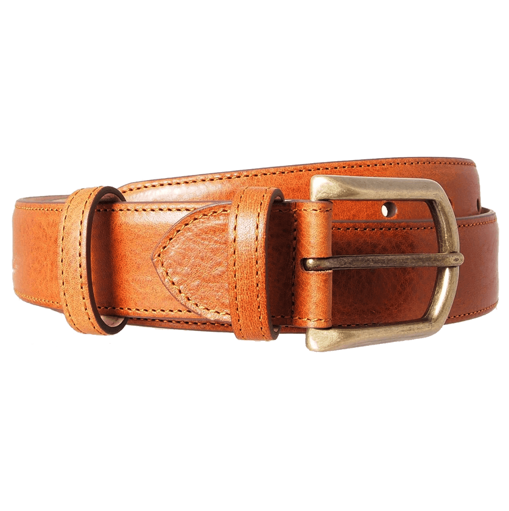 34 Mm Antique Buckle Leather Belt Tawny