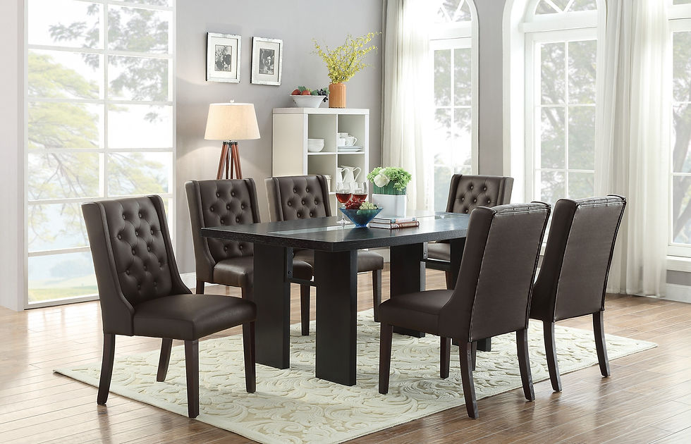 Thumbnail: Modern Faux Leather Espresso Tufted Set of 2 Chairs Dining Seat Chair