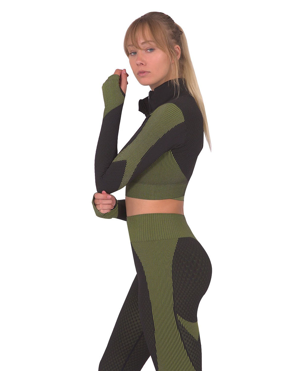 Thumbnail: Trois Seamless Sports Jacket - Black With Green @ jy1.org