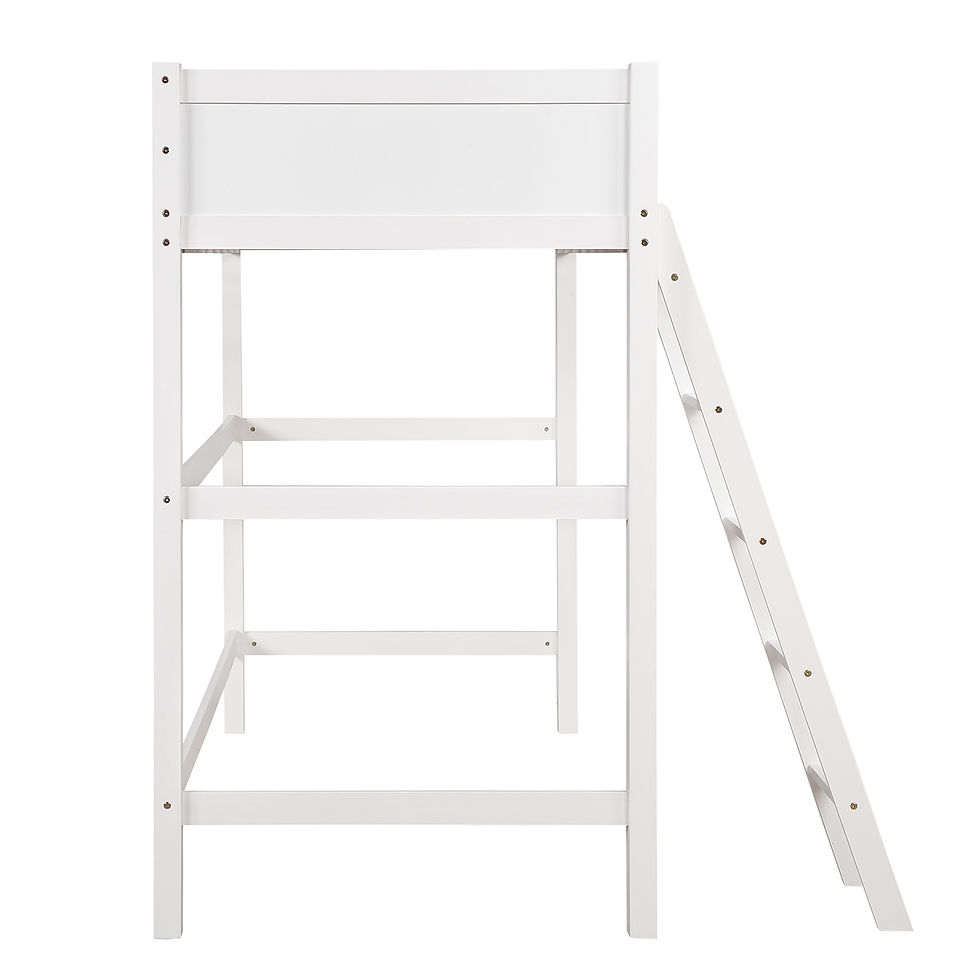 الصورة المصغرة: Solid Wood Twin Size Loft Bed with Ladder(White)