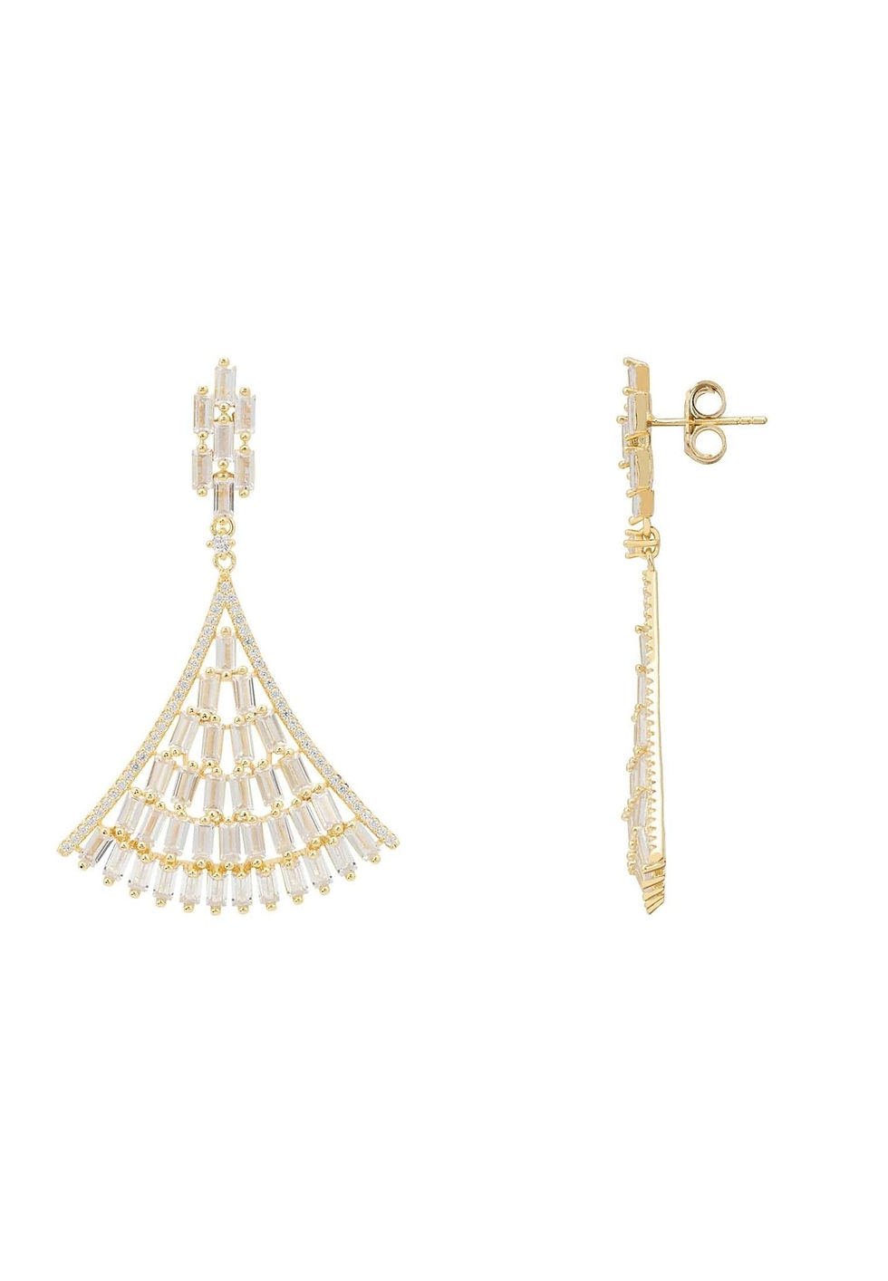 Миниатюра: Baguette Fan Tail Earrings Gold