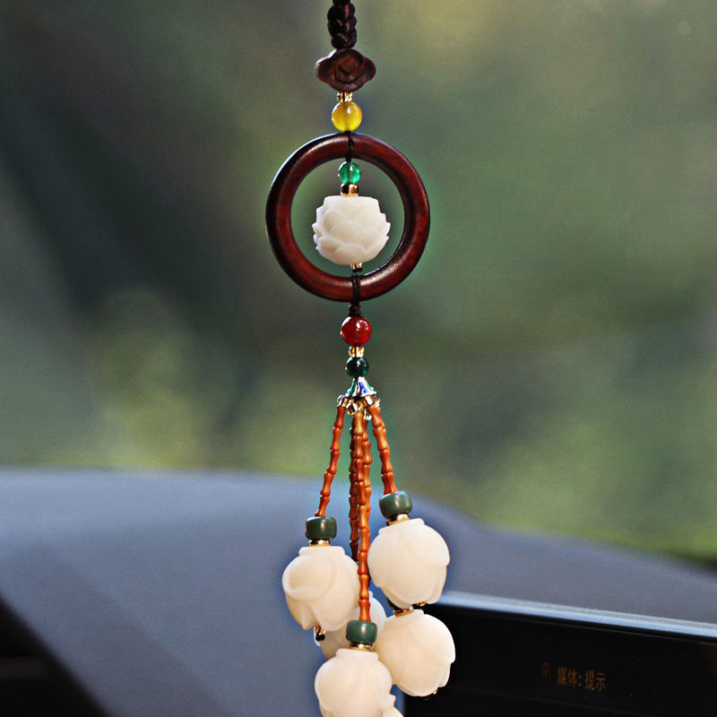 Thumbnail: Car Hanging Bodhi Lotus Magnolia Flower -   Rearview Mirror Pendant