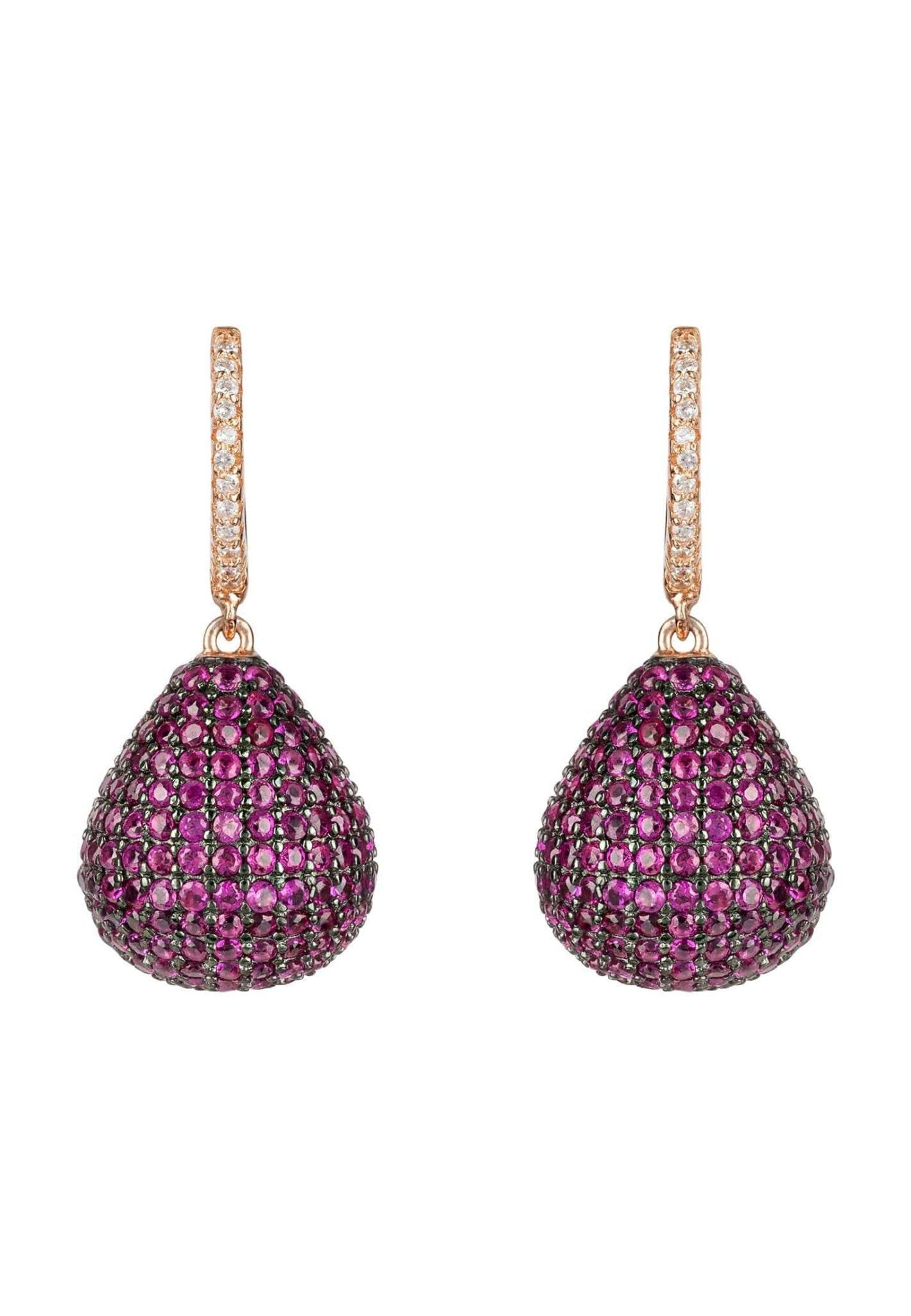 💎 Valerie Pear Drop Rosegold Ruby Gemstone Earring