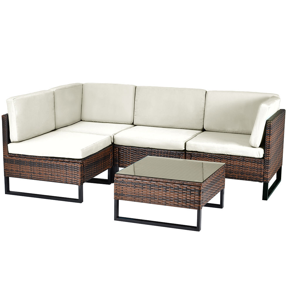 Thumbnail: Patio Rattan Furniture Set -5 piece  Outdoor Sectional Rattan Sofa Set  with  Cu