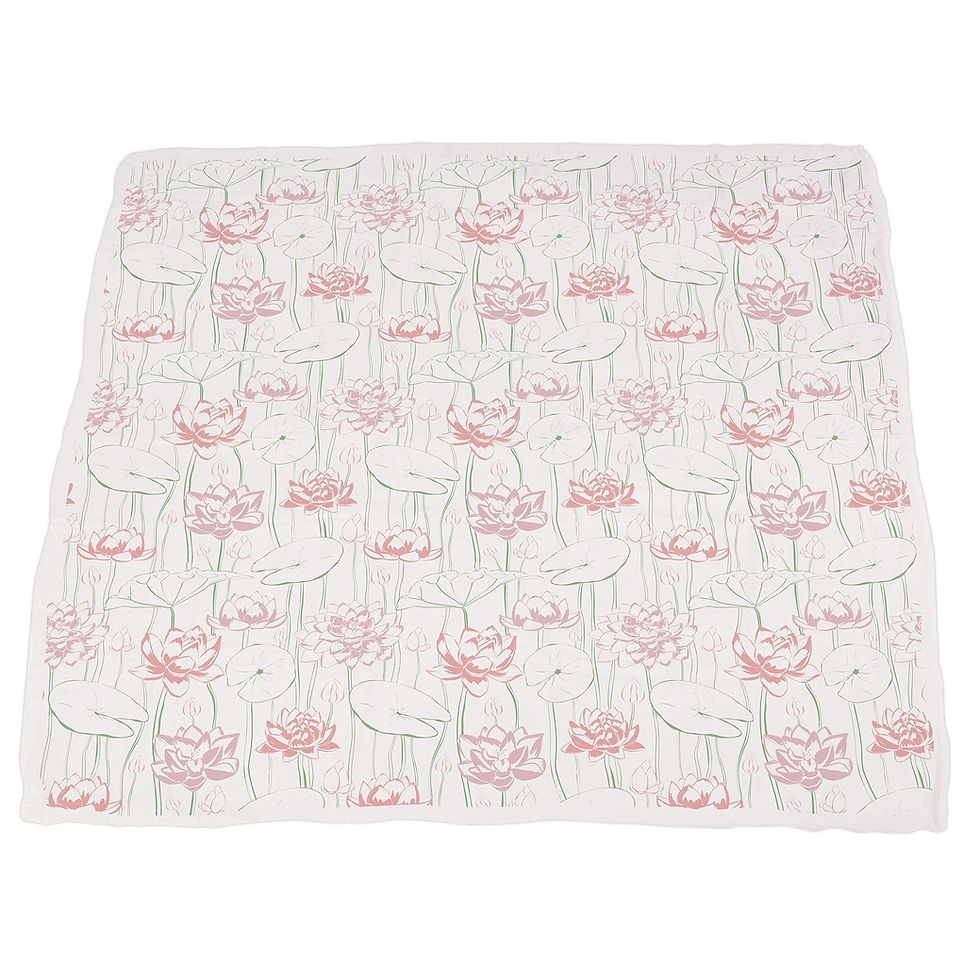 Thumbnail: 👼 Turtles & Water Lily Bamboo Muslin Newcastle Blanket