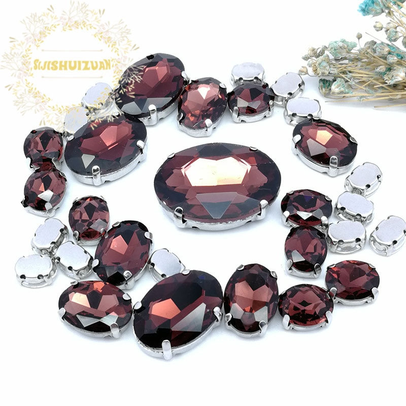 Miniatura: 1.1.1:  5 SIZES 30PCS Mix Oval Shape Size Glass Crystal Sew on Rhinestones  DIY