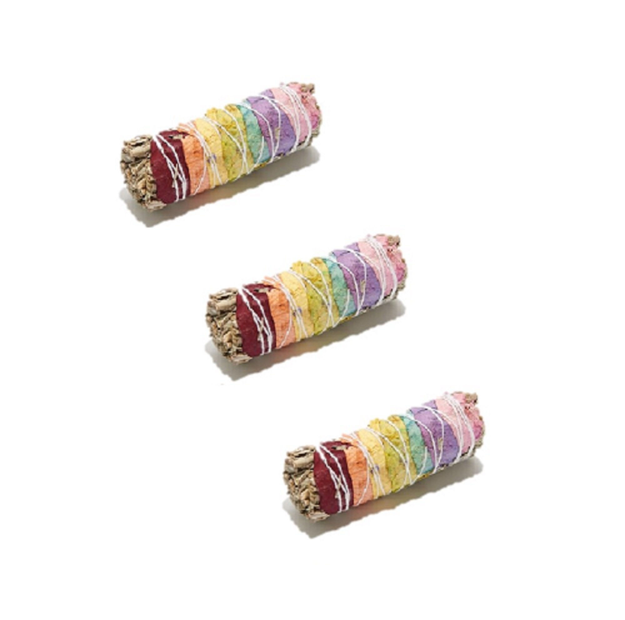 7 Chakra White Sage Smudging Herbs With Rose Petals) 3-4" - 3 Bundles