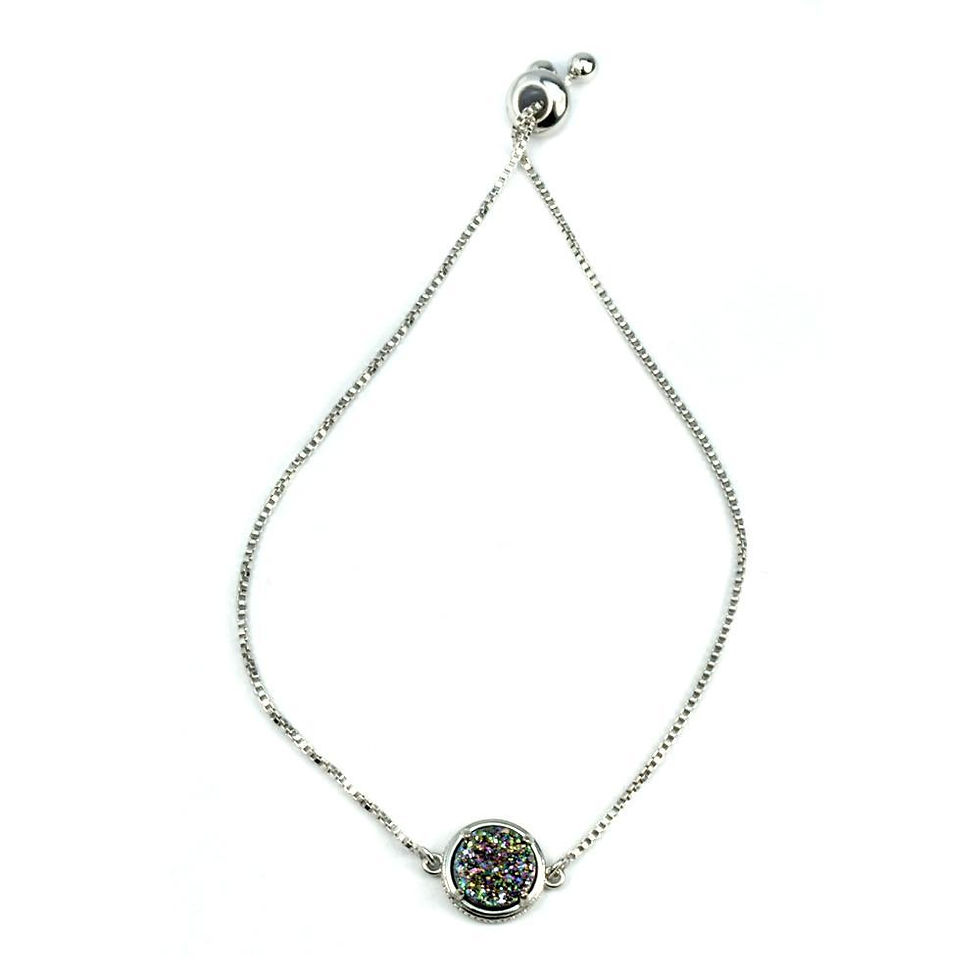 Thumbnail: 💫 Bracelet: Addison Druzy Silver Gem (Adjustable)