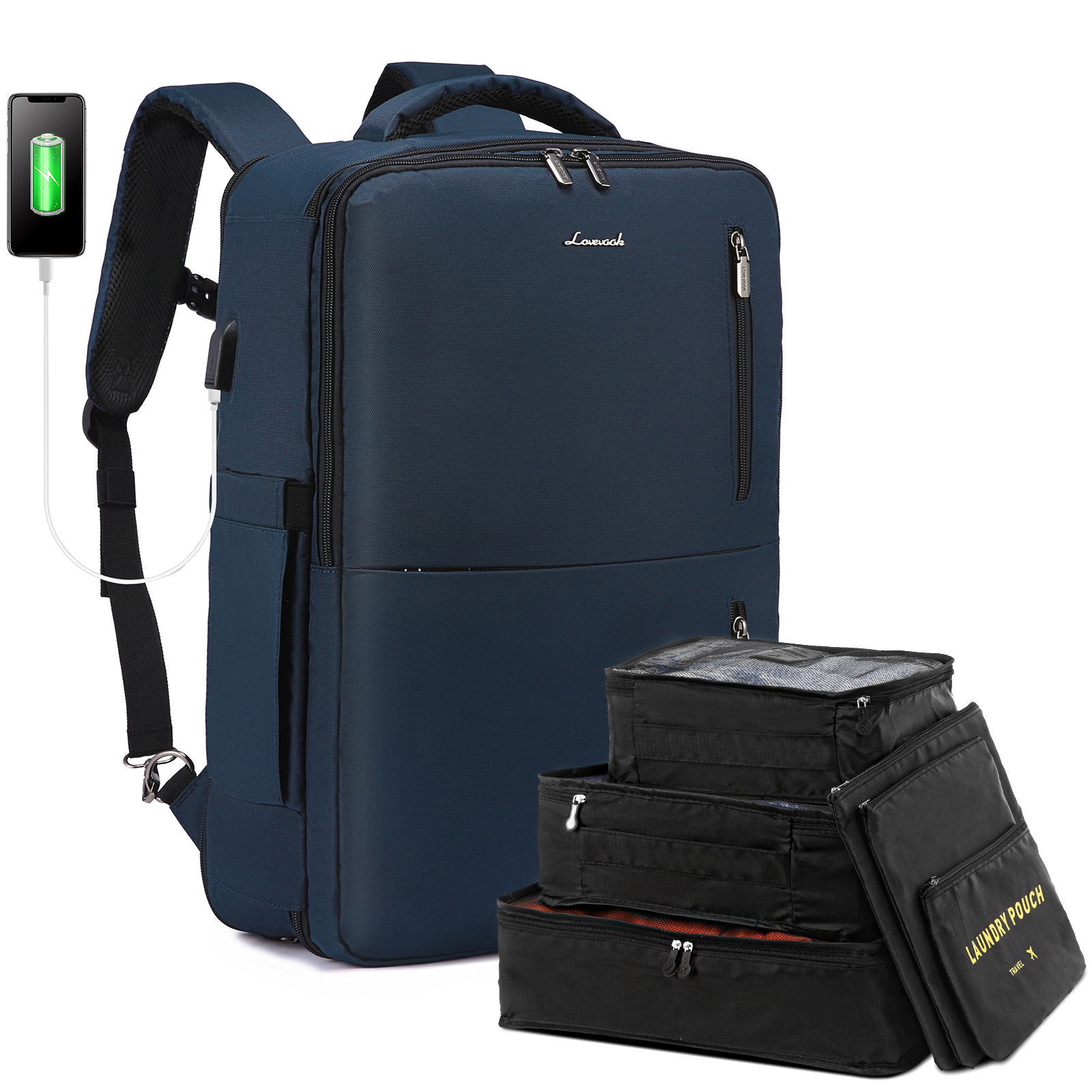 Men's 17" Laptop Backpack with Packing Cubes (Customizable)