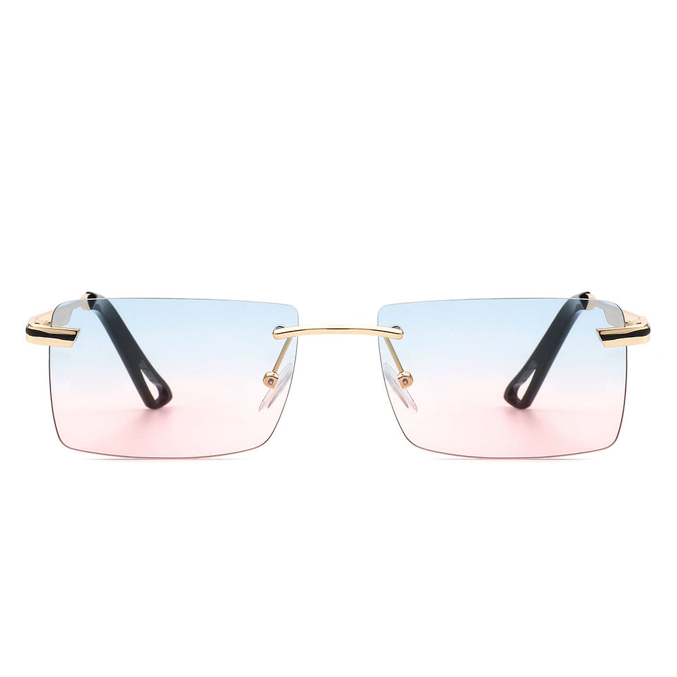 Miniaturbild: Vibrante - Rectangle Rimless Retro Tinted Fashion Flat Top Sunglasses