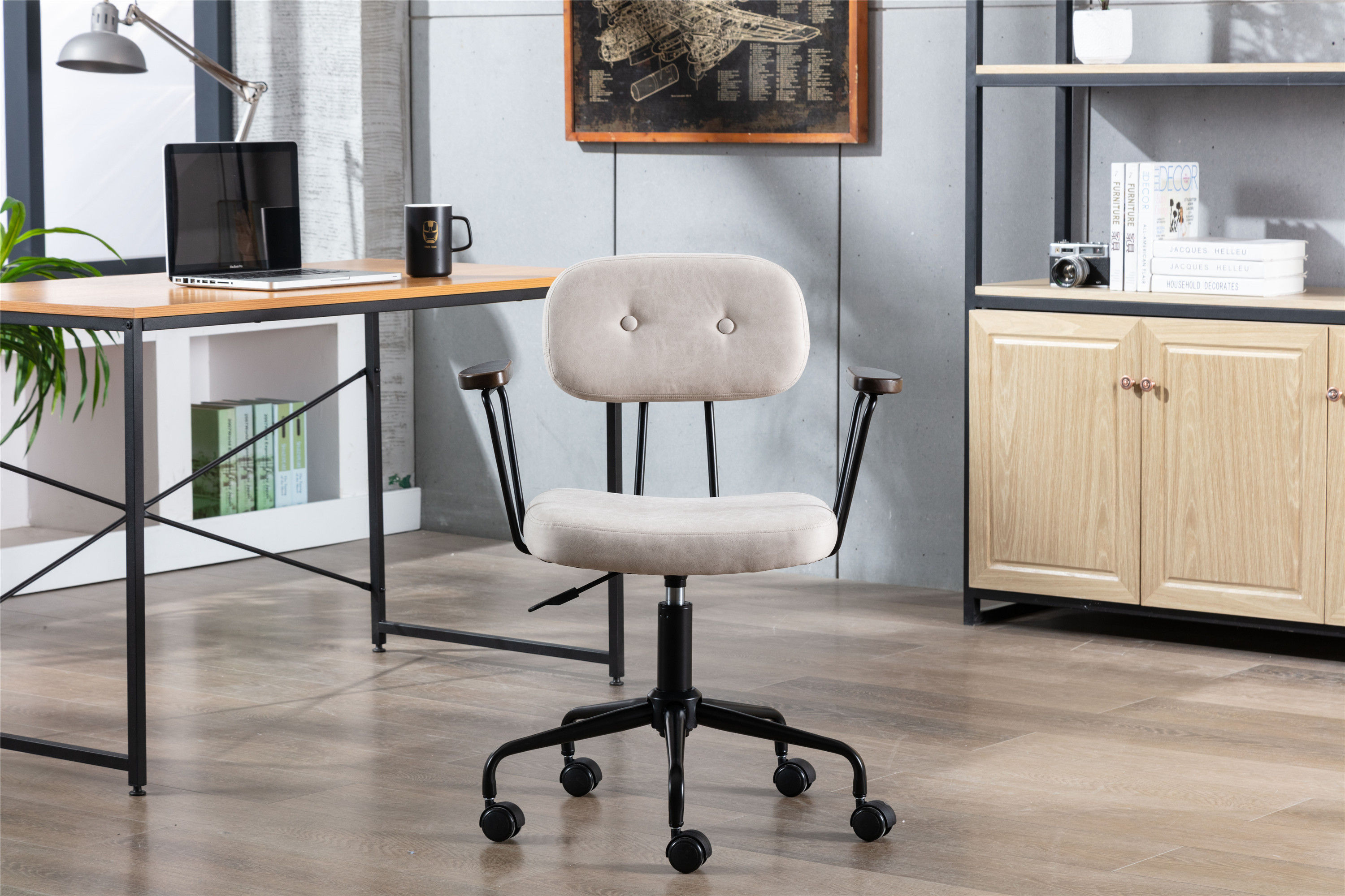 Swivel office Chair for Living Room/Bed Room, Modern Leisure office Chair (Beig