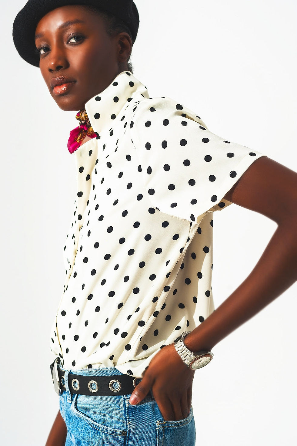 Thumbnail: Polka Dot Trendy Shirt in Cream