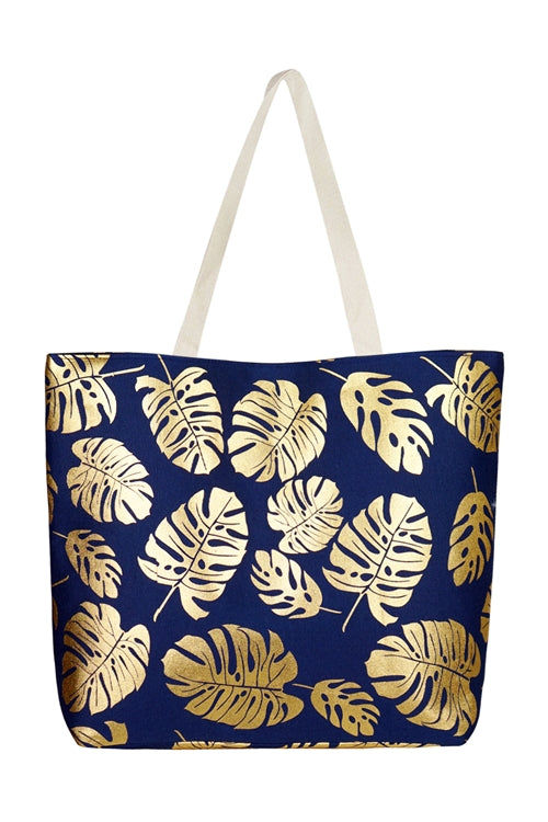 Thumbnail: Gold Foil Tropical Leaves Beach Trendy Tote Bag