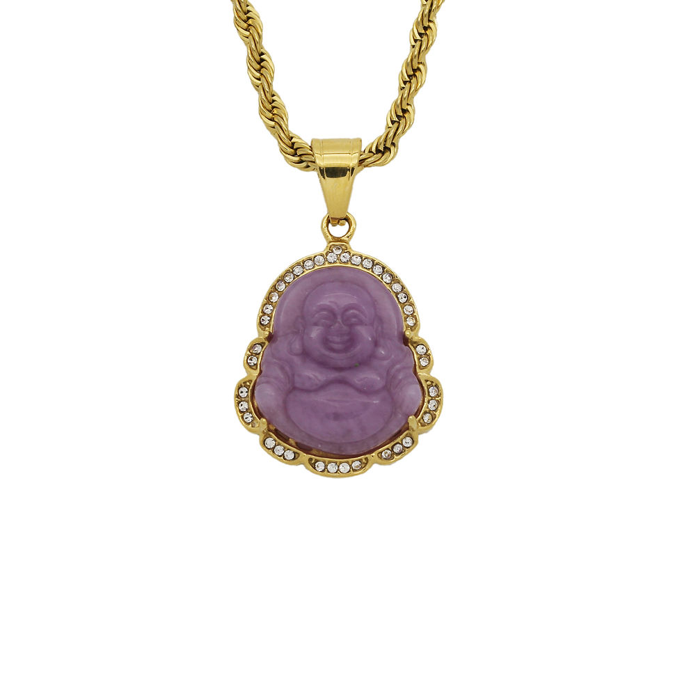 Thumbnail: Multi Color Natural Jade Buddha Necklace