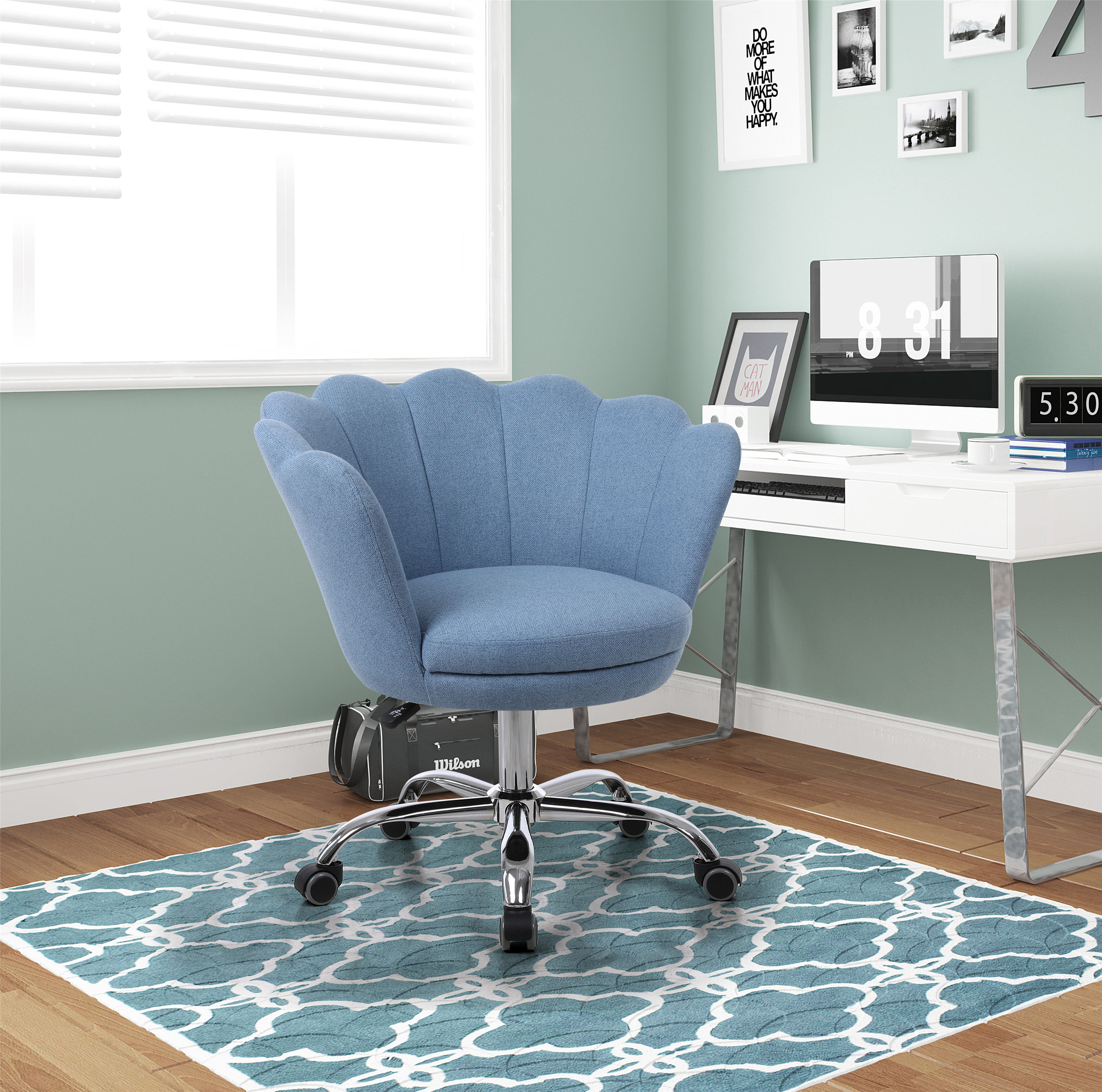 SwivelShellChairforLivingRoom/BedRoom,ModernLeisureArmChairBlue