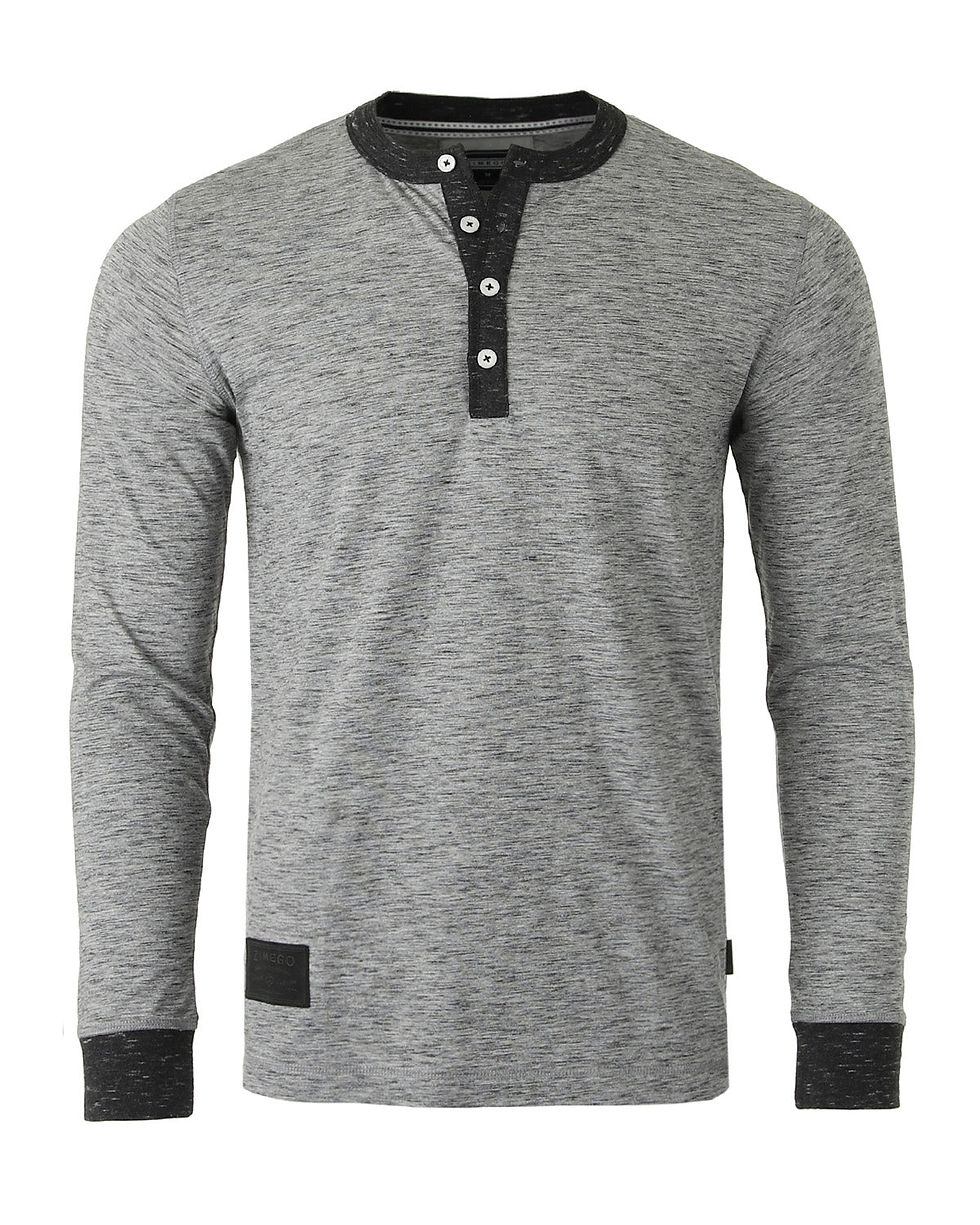 Thumbnail: ♂️ ZIMEGO Long Sleeve Contrast Button Placket Neck Cuffs Casual Henley Shirts