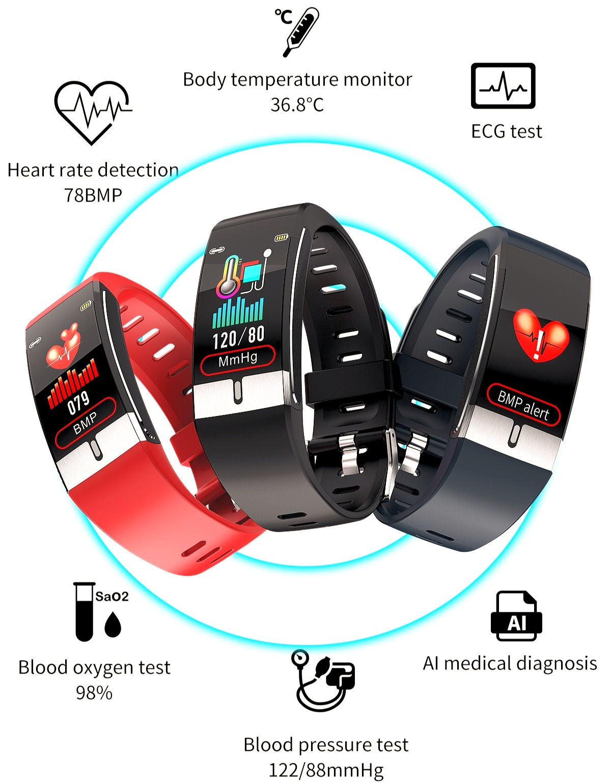 HealthTracker Waterproof Smartwatch with Body Monitoring (Customizable)
