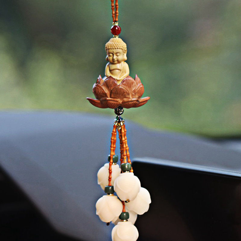 Thumbnail: Car Hanging Bodhi Lotus Magnolia Flower -   Rearview Mirror Pendant