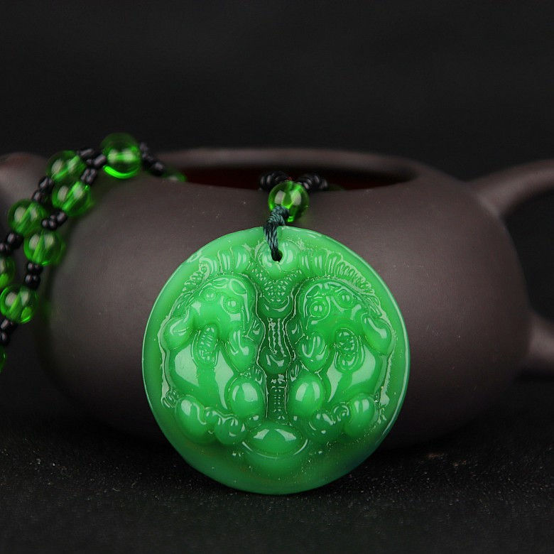 Thumbnail: Crystal Jade Auspicious Necklaces: Guanyin, Buddha, Deity, Amulet (Customizable)