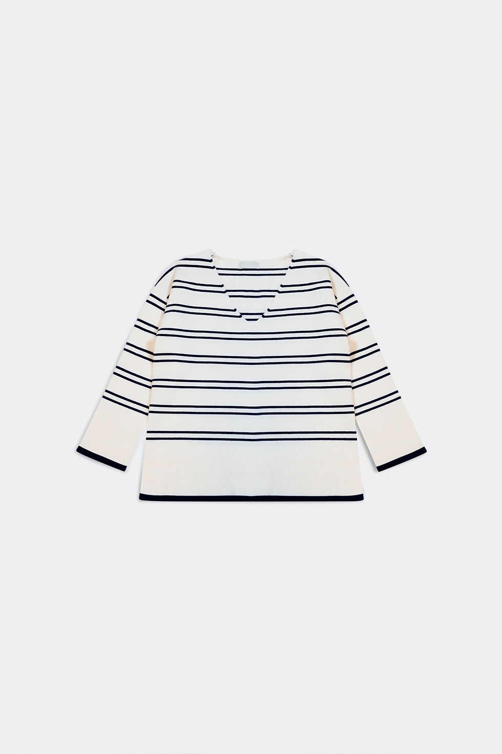 Thumbnail: White Sweater with Navy Stripe