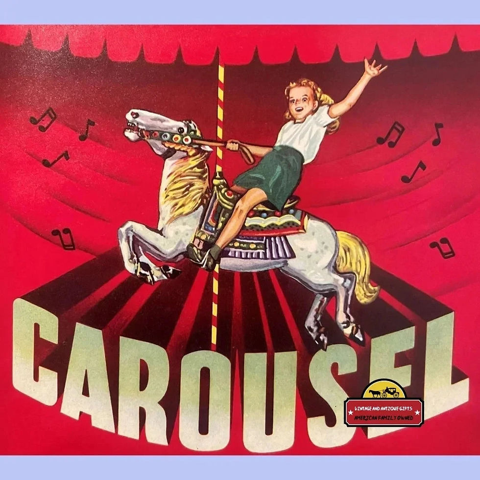 Thumbnail: Vintage 1950s Carousel Crate Label, San Jose, CA, Child, Merry Go Round