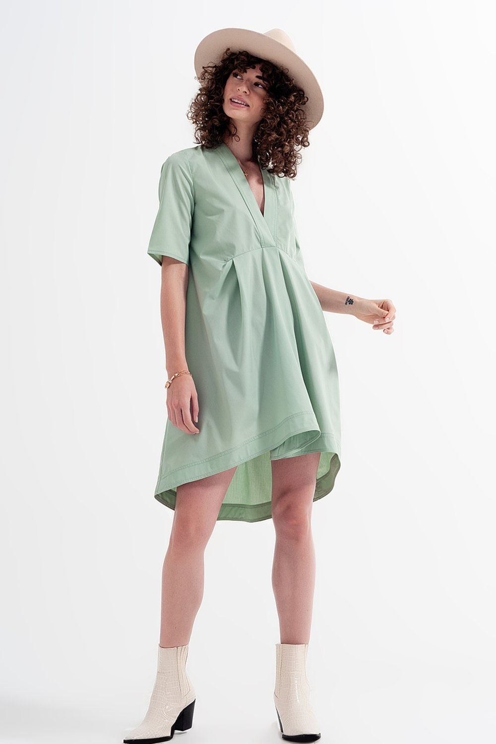 Trendy Dress: High Low Dress With Empire Waistline in Green @jy1.org Fashion