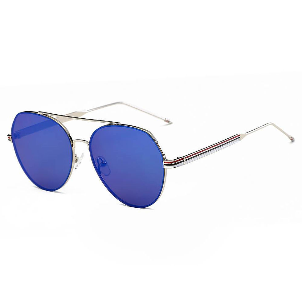 Thumbnail: ERIE - Modern Teardrop Aviator Flat Mirrored Flat Lens Sunglasses