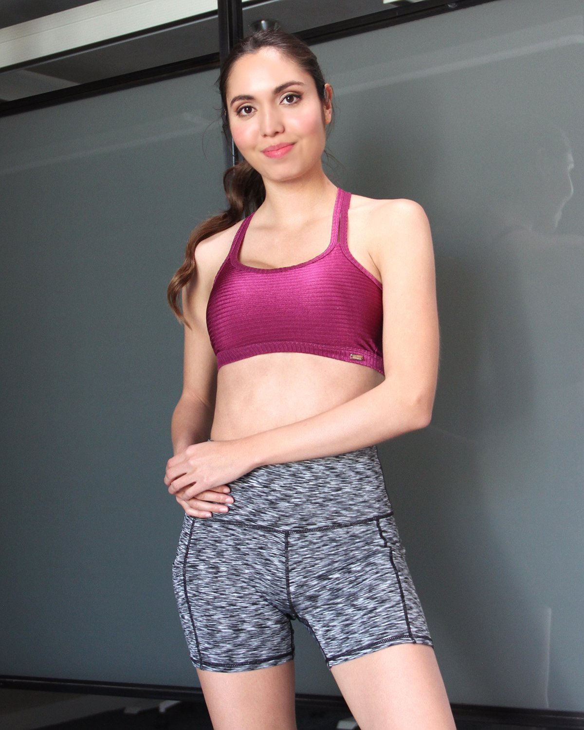 Calcao High Waist Yoga Shorts With Pocket - Silver/Grey @ jy1.org