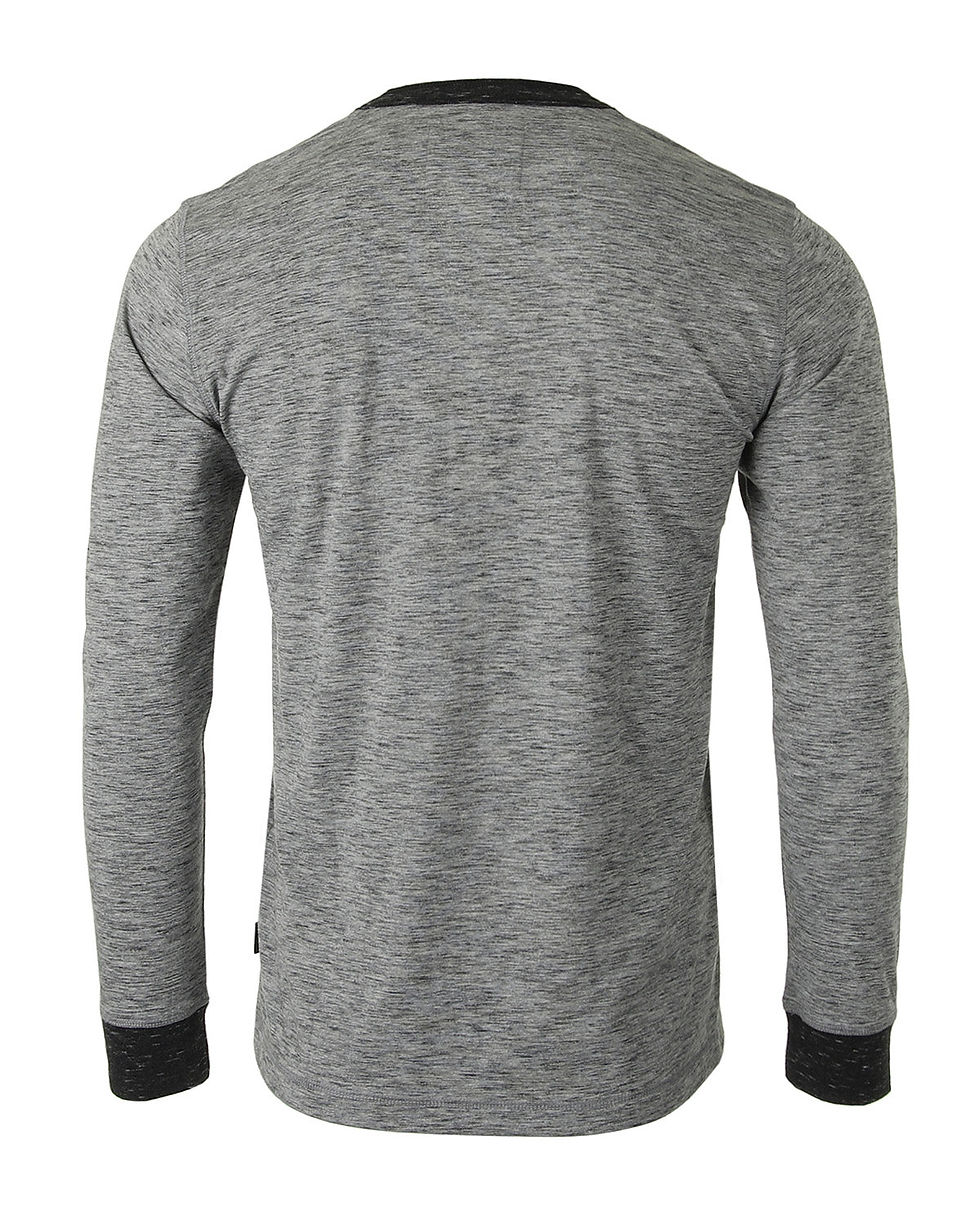 Thumbnail: ♂️ ZIMEGO Long Sleeve Contrast Button Placket Neck Cuffs Casual Henley Shirts