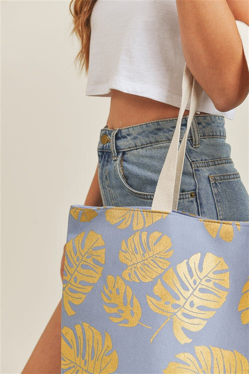 Thumbnail: Gold Foil Tropical Leaves Beach Trendy Tote Bag