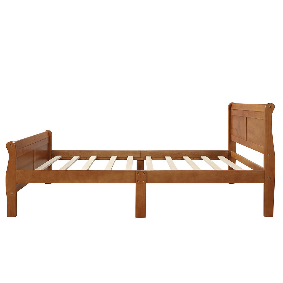 Miniature : Wood Platform Bed Twin Bed Frame Mattress Foundation Sleigh Bed with Headboard/F