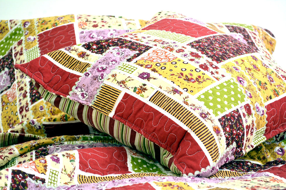 Thumbnail: DaDa: Floral Red Cottage Garden Patchwork Quilted Bedspread