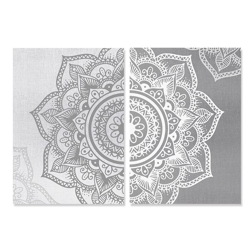 Thumbnail: Boho Zen Living Room Decor: Mandala Floral Canvas Art