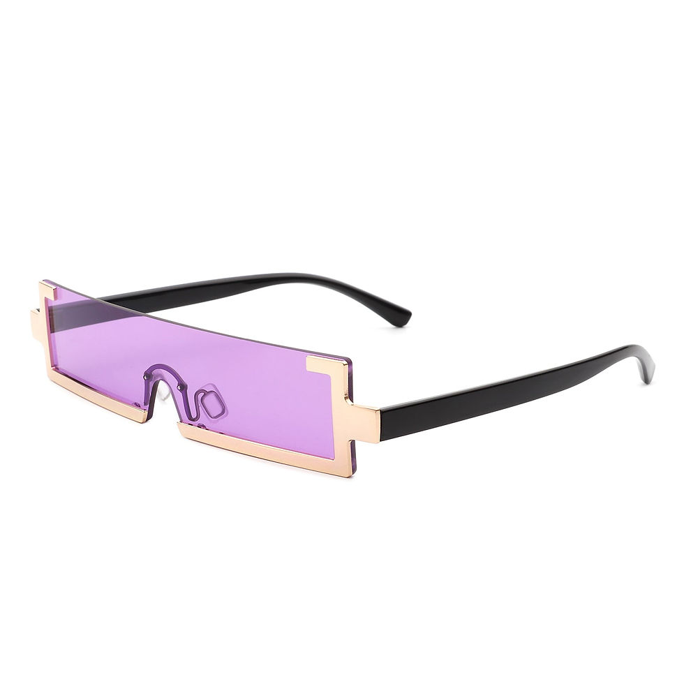 Миниатюра: Kelestra - Retro Rectangular Narrow Semi Rimless Vintage Slim Fashion Sunglasses
