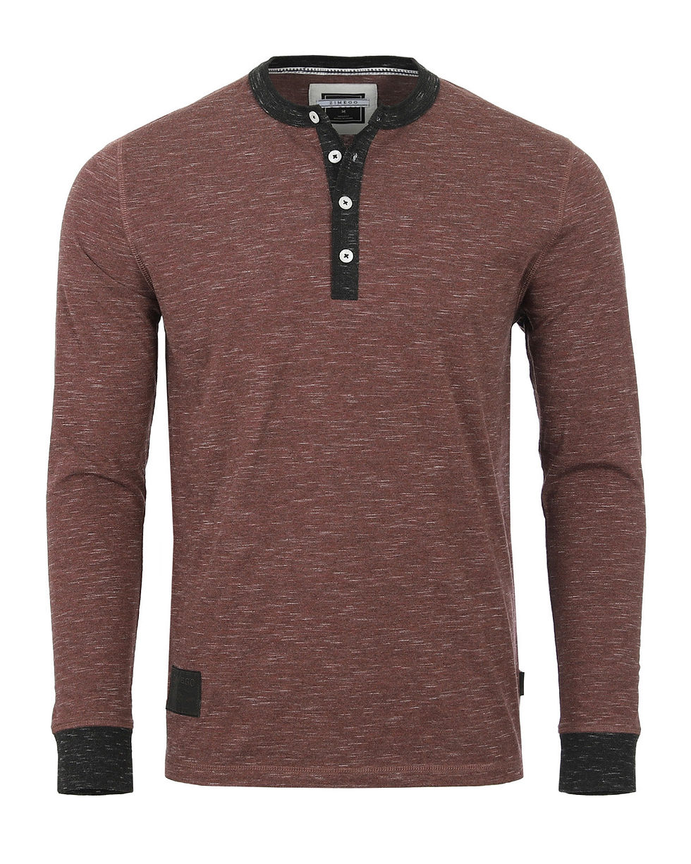 Thumbnail: ♂️ ZIMEGO Long Sleeve Contrast Button Placket Neck Cuffs Casual Henley Shirts