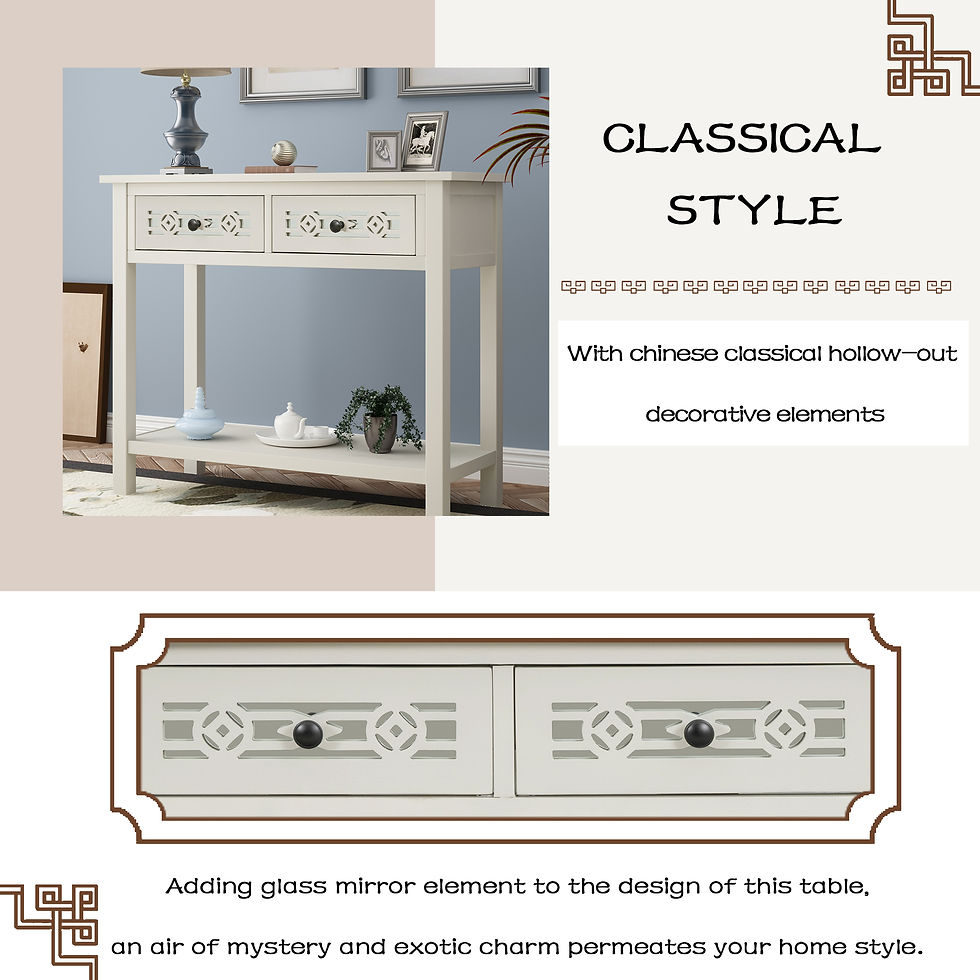 Thumbnail:  Classic Console Table with Hollow-out Decoration Two Top Drawers and Open Shelf