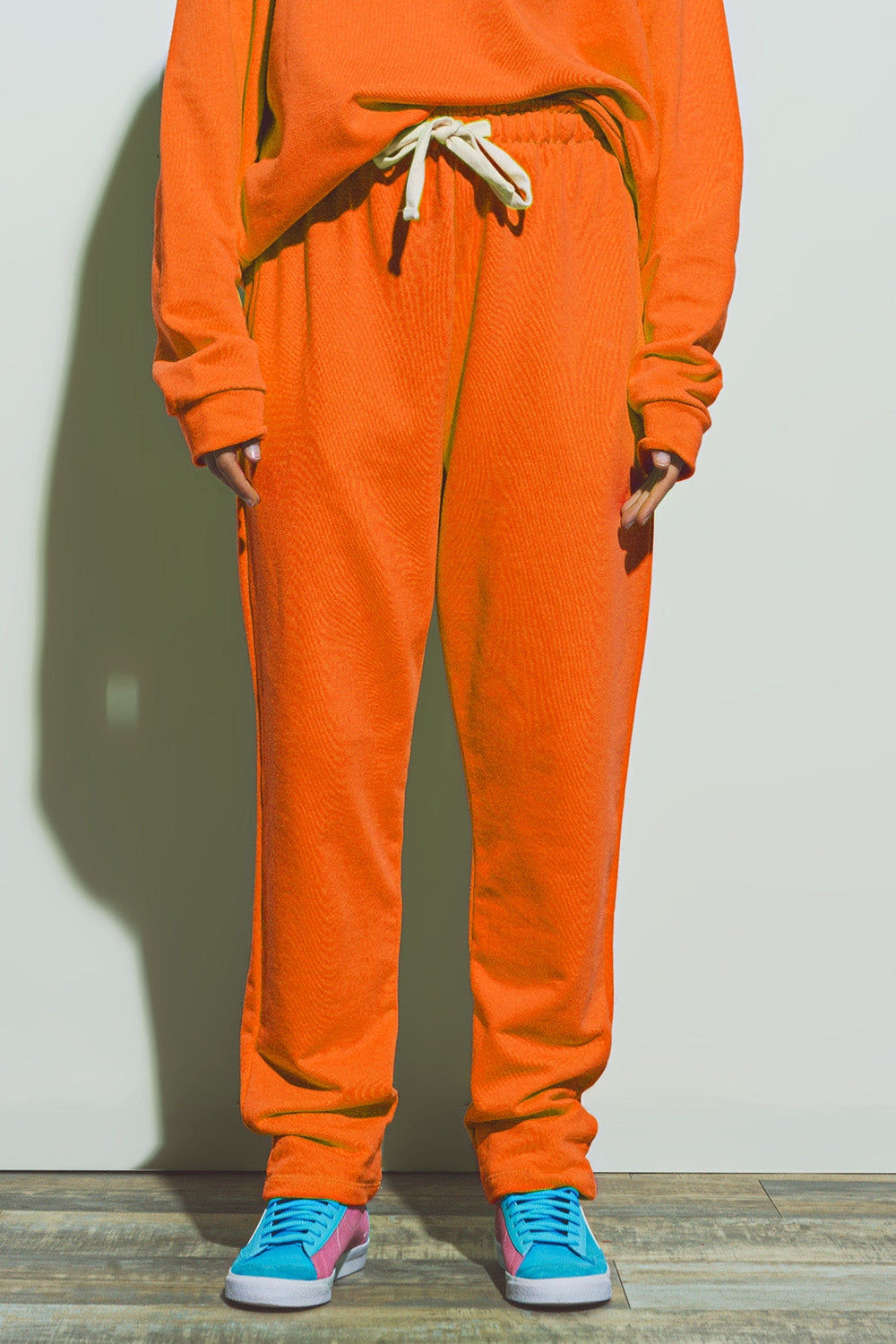 Bright Orange Oversized Jogger with Waist Tie