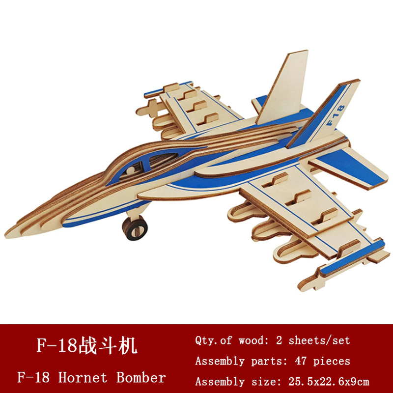 Thumbnail: DIY Sailing Boat Plane Puzzle Aircraft Gift, 3D Wooden Ship Jigsaw Toys for Kids