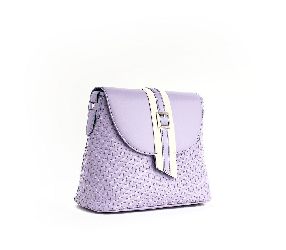 Thumbnail: Kate - Lilac Vegan Basket Weave Bag.