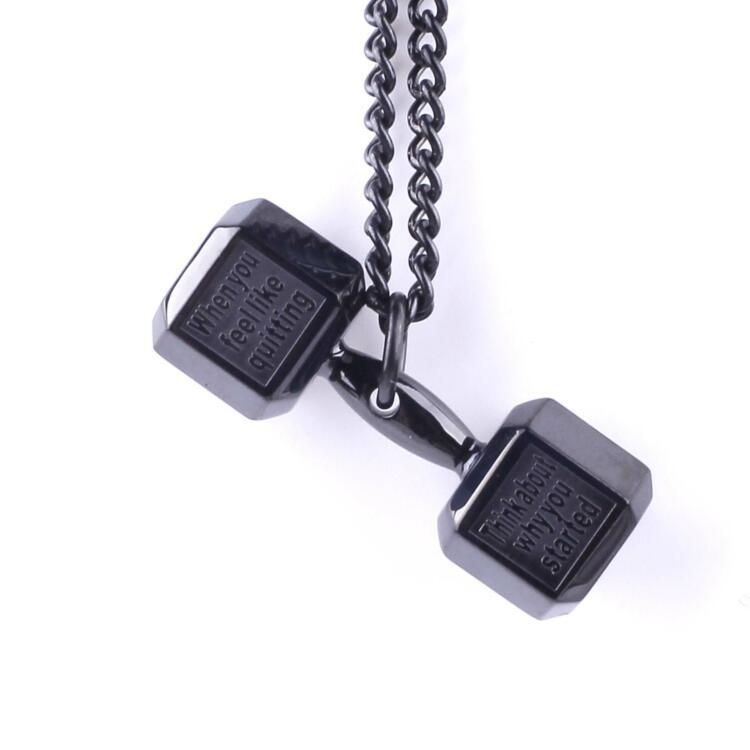 Thumbnail: European & American Fashion Fitness Dumbbell Barbell Pendant - Sports