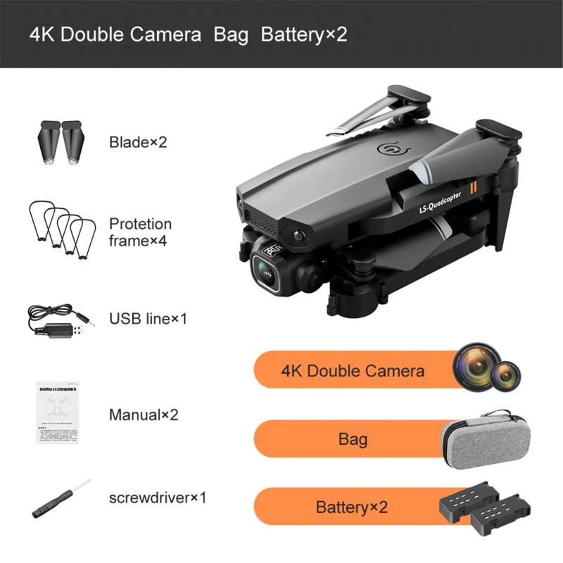 Thumbnail: LSRC LS-XT6 Mini RC Drone - 4K/1080P HD Dual Camera Wifi Hold Foldable Drone