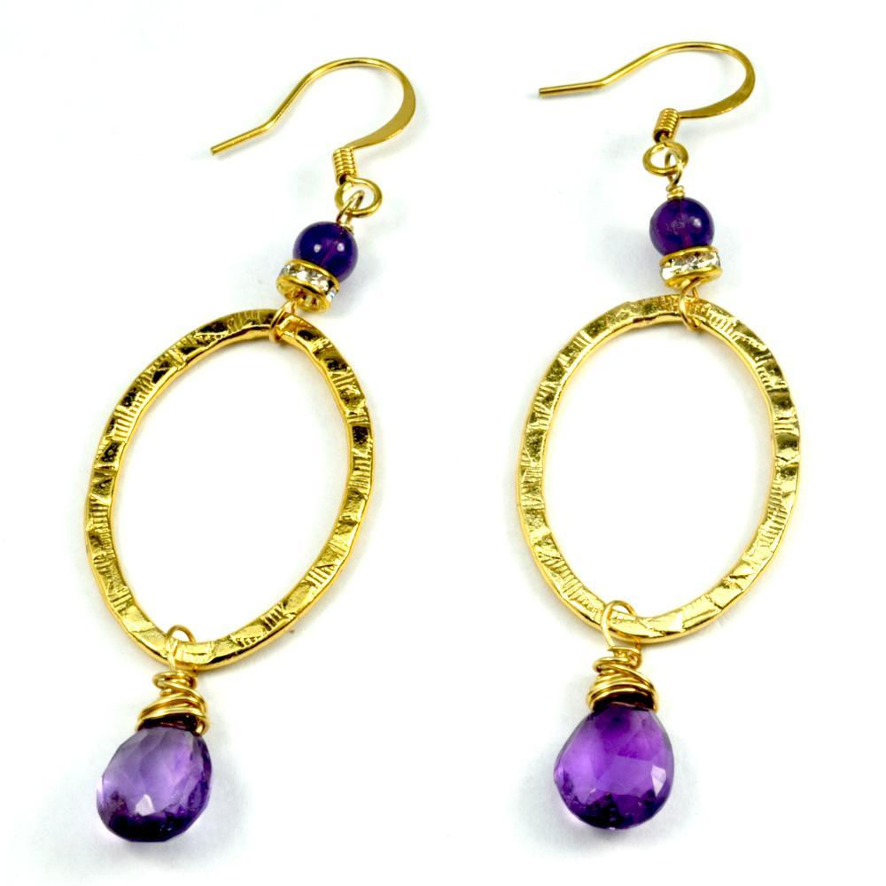 💍 Earrings: Amethyst Teardrop Gem