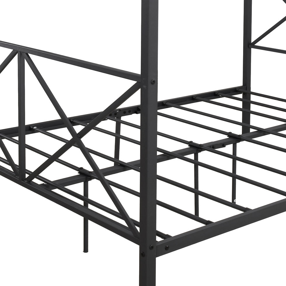 Miniaturbild: Metal Canopy Bed Frame, Platform Bed Frame Queen with X Shaped Frame Queen Black