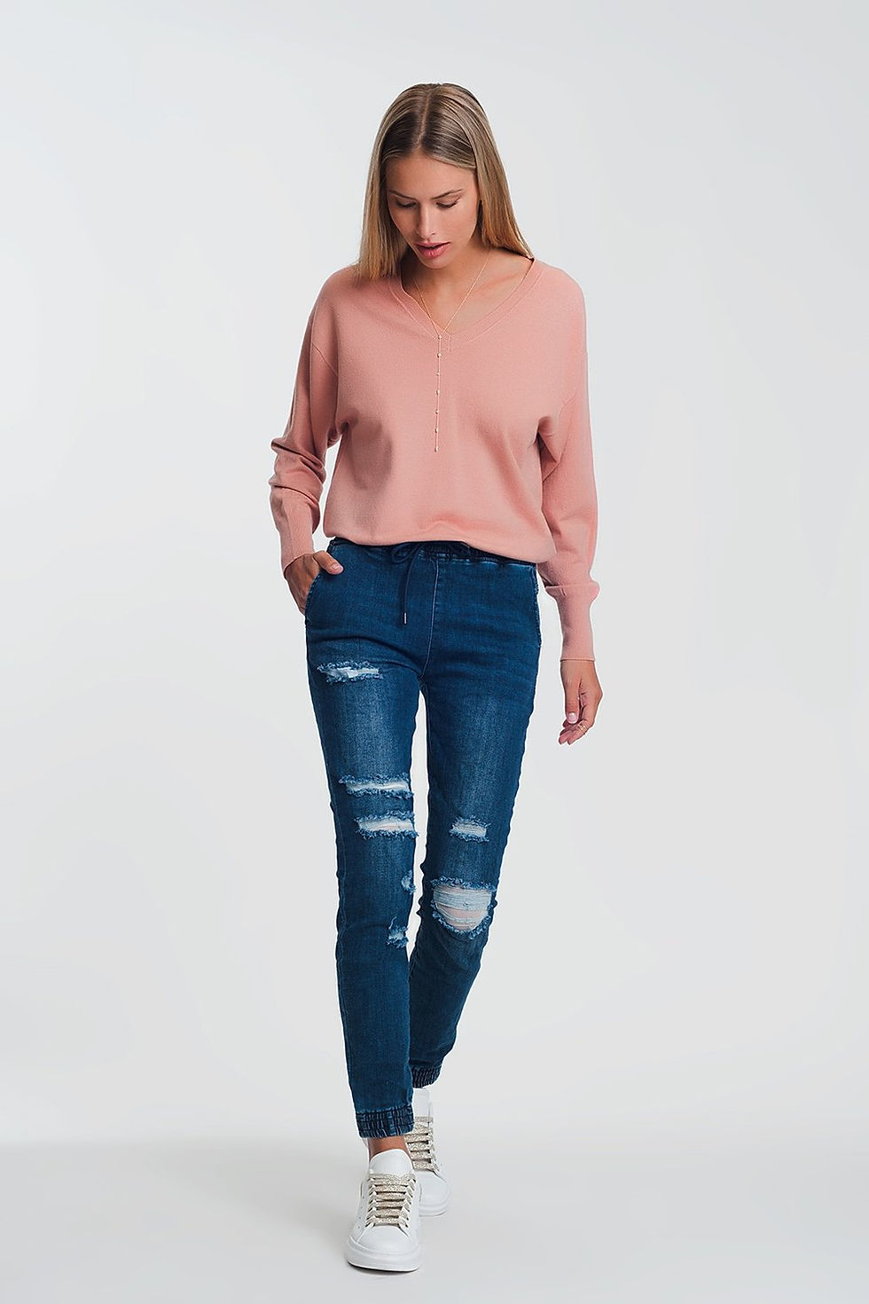 الصورة المصغرة: Trendy Jeans: Lightweight Jogger Jeans in Dark Denim