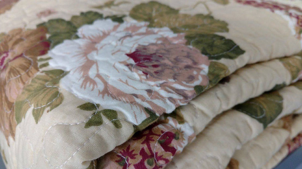Thumbnail: DaDa: Vintage Rose Garden Ivory Yellow Cotton Bedspread Set