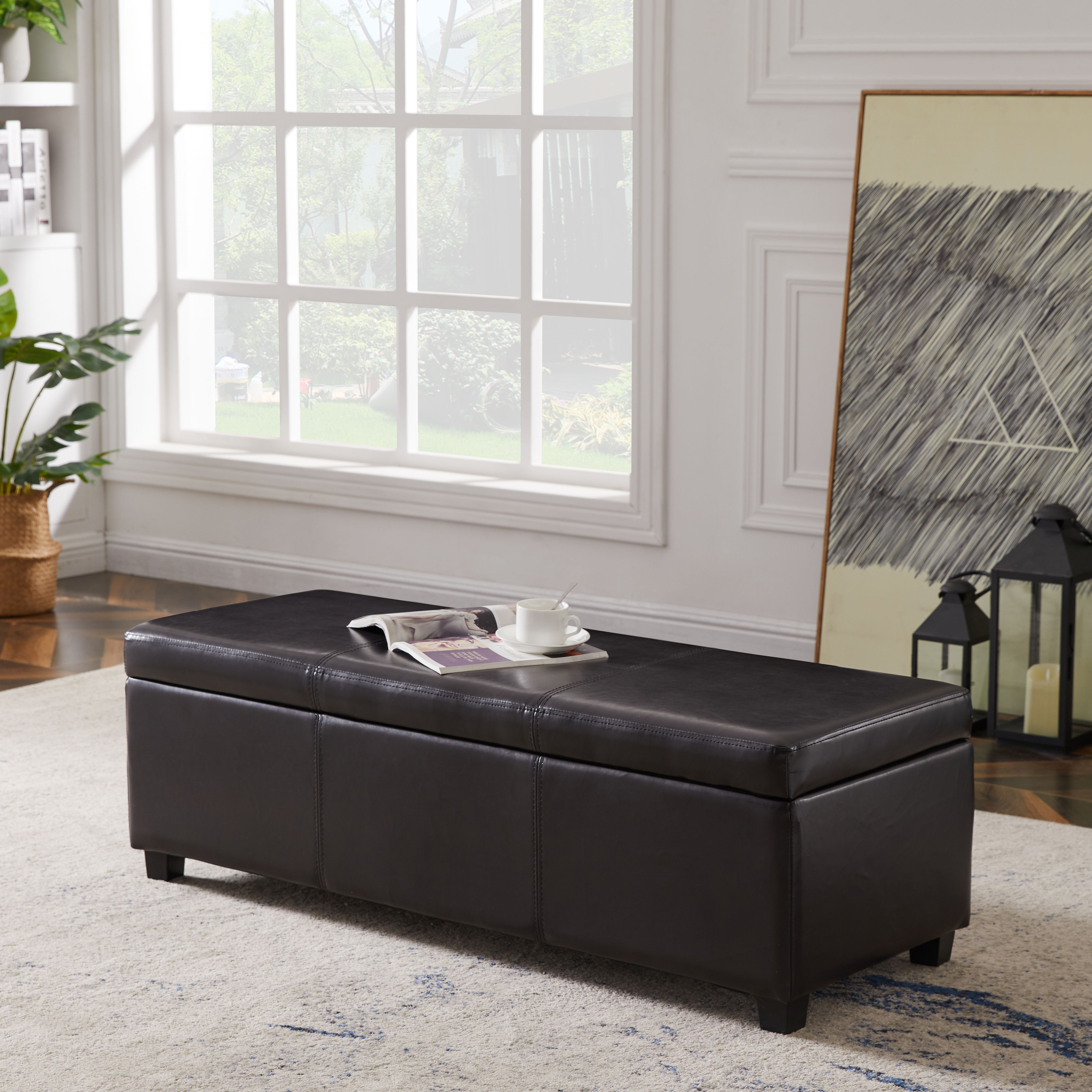 Home Foot Rest Long Stool Bed End Ottoman Storage Bench