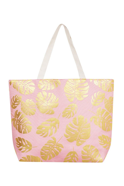 Thumbnail: Gold Foil Tropical Leaves Beach Trendy Tote Bag